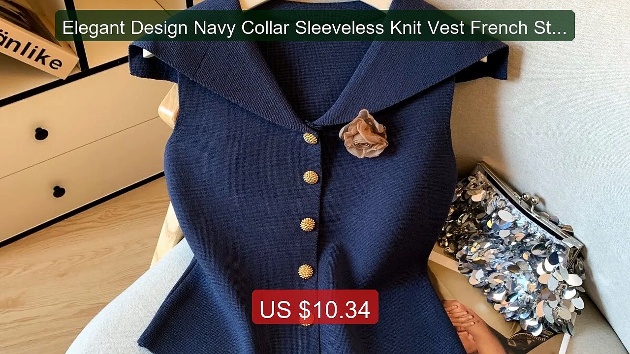 Elegant Design Navy Collar Sleeveless Knit Vest French Styl... -- Top Pick 2026 | Unbeatable Price!