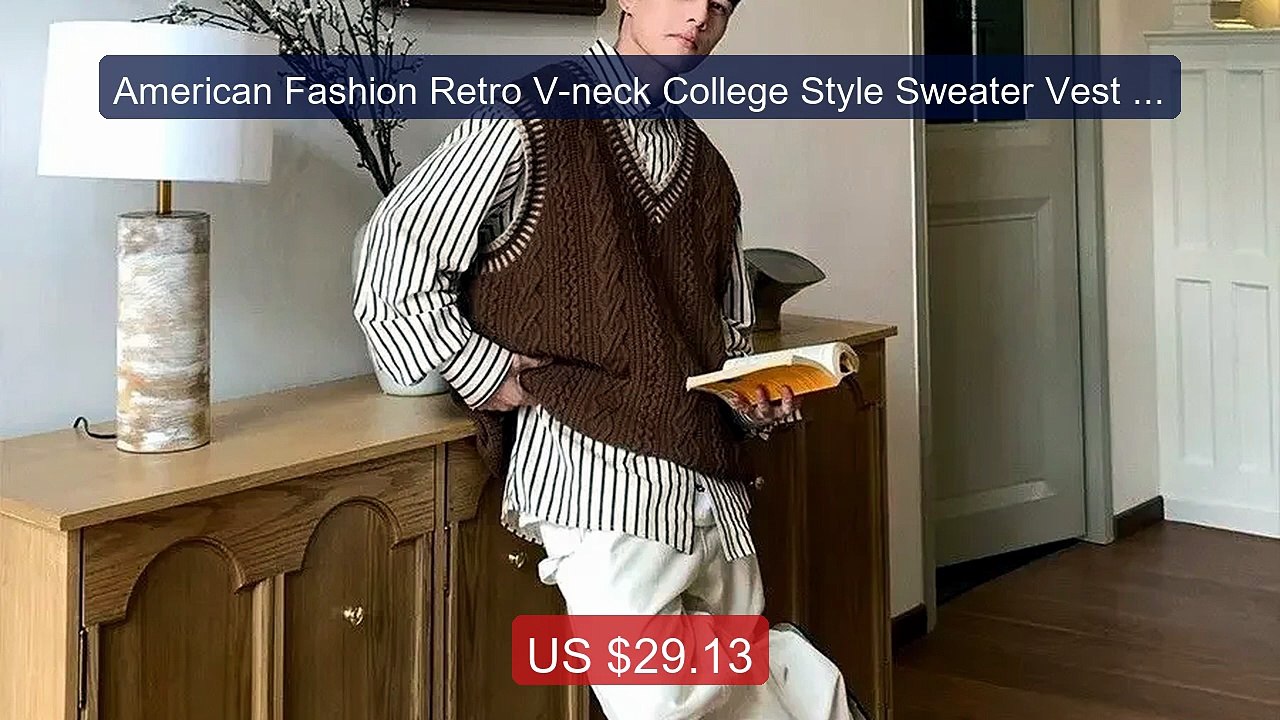 American Fashion Retro V-neck College Style Sweater Vest fo... -- Top Pick 2026 | Unbeatable Price!