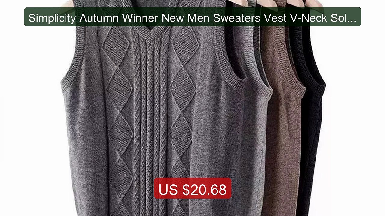 Simplicity Autumn Winner New Men Sweaters Vest V-Neck Solid... -- Top Pick 2026 | Unbeatable Price!