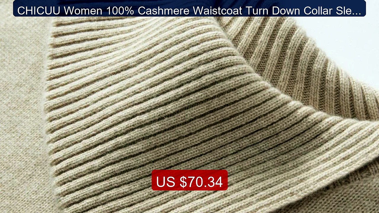 CHICUU Women 100% Cashmere Waistcoat Turn Down Collar Sleevele... -- Best Buy 2026 | Great Quality!