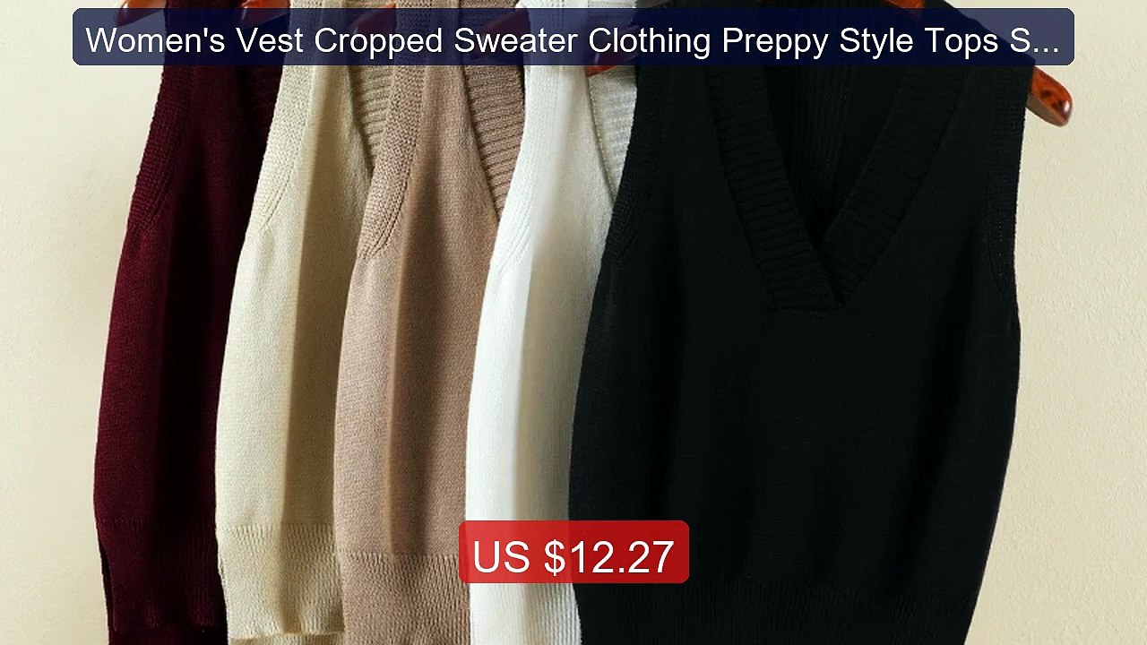 Women's Vest Cropped Sweater Clothing Preppy Style Tops Sweate... -- Best Buy 2026 | Great Quality!