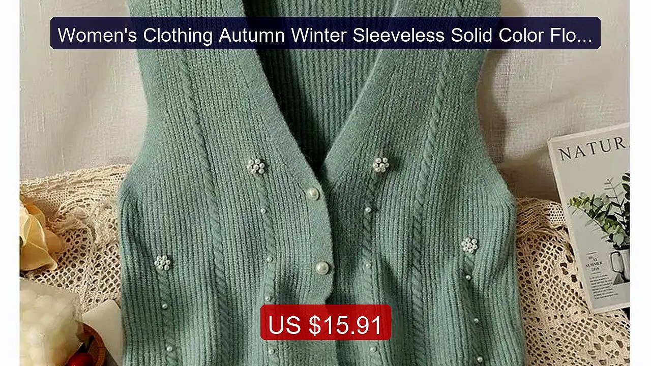 Women's Clothing Autumn Winter Sleeveless Solid Color Flower Sweate... -- Top Rated 2026 | Buy Now!