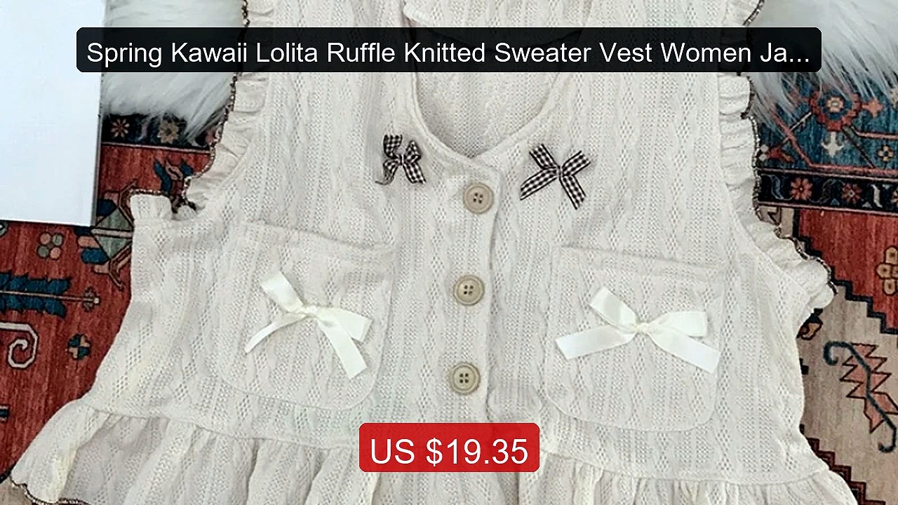 Spring Kawaii Lolita Ruffle Knitted Sweater Vest Women Japa... -- Top Pick 2026 | Unbeatable Price!