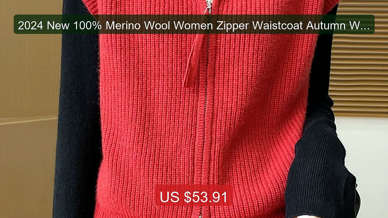 2024 New 100% Merino Wool Women Zipper Waistcoat Autumn Win... -- Top Pick 2026 | Unbeatable Price!