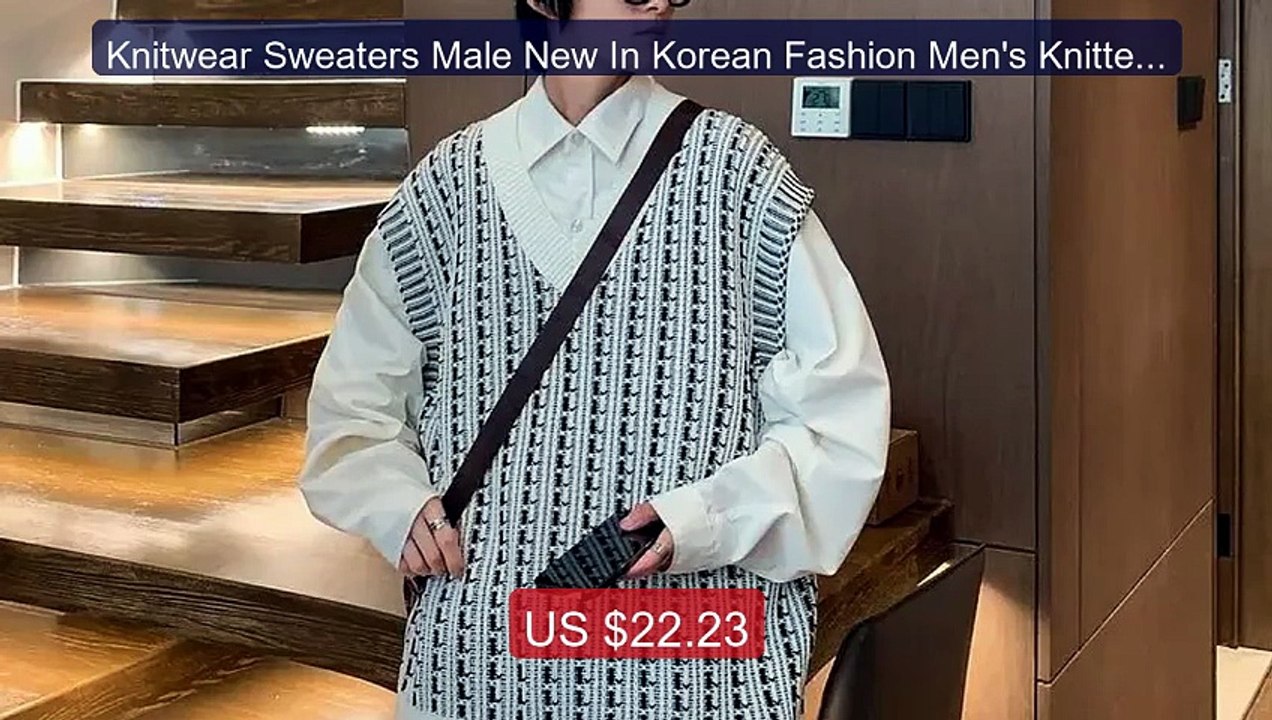 Knitwear Sweaters Male New In Korean Fashion Men's Knitted Vest Y2k... -- Top Rated 2026 | Buy Now!