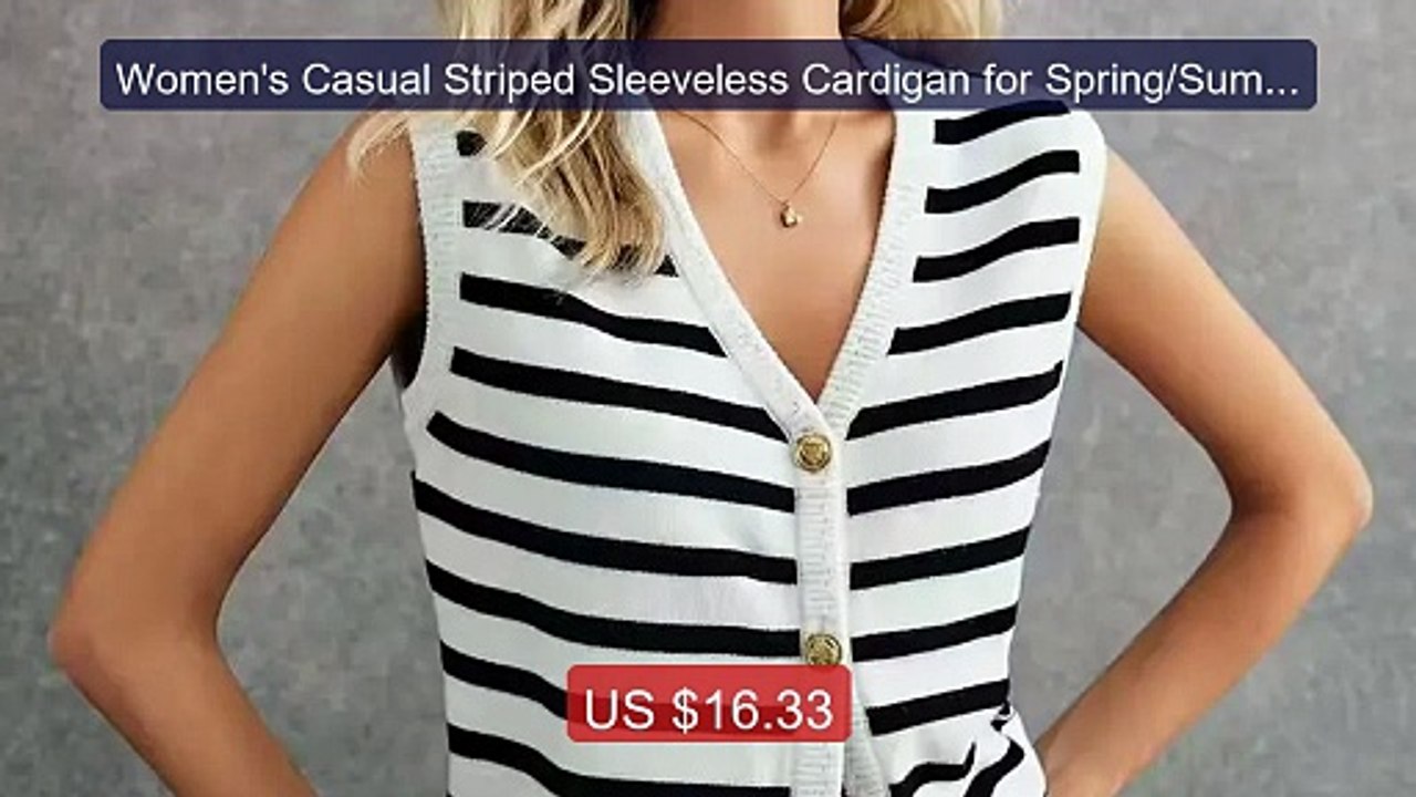 Women's Casual Striped Sleeveless Cardigan for Spring/Summer, a sty... -- Top Rated 2026 | Buy Now!