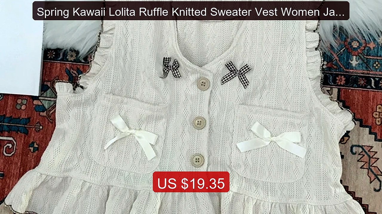 Spring Kawaii Lolita Ruffle Knitted Sweater Vest Women Japa... -- Top Pick 2026 | Unbeatable Price!