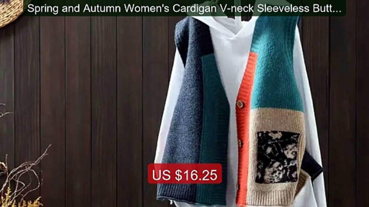 Spring and Autumn Women's Cardigan V-neck Sleeveless Button Print ... -- Best Deal 2026 | Shop Now!
