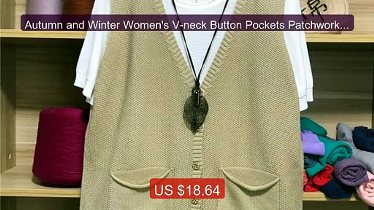 Autumn and Winter Women's V-neck Button Pockets Patchwork Solid Loo... -- Top Rated 2026 | Buy Now!