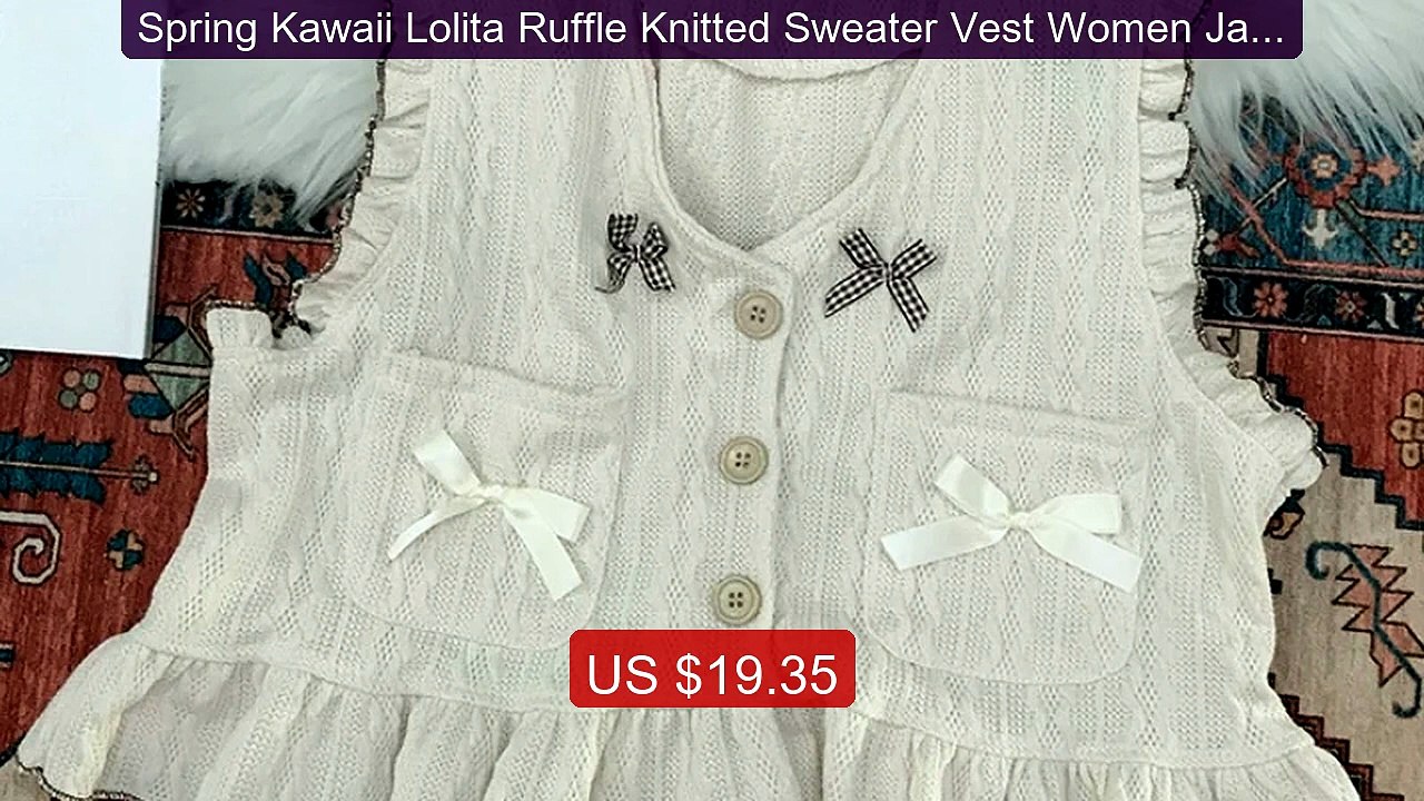 Spring Kawaii Lolita Ruffle Knitted Sweater Vest Women Japanese Cu... -- Best Deal 2026 | Shop Now!