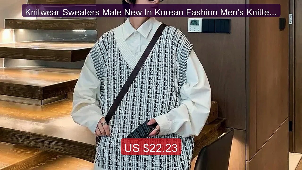 Knitwear Sweaters Male New In Korean Fashion Men's Knitted Vest Y2k... -- Top Rated 2026 | Buy Now!