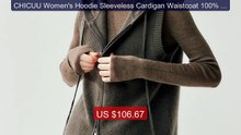 CHICUU Women's Hoodie Sleeveless Cardigan Waistcoat 100% Cashmere S... -- Top Rated 2026 | Buy Now!