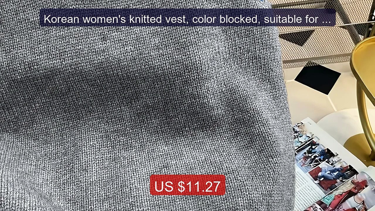Korean women's knitted vest, color blocked, suitable for layer... -- Hot Deal 2026 | Limited Offer!
