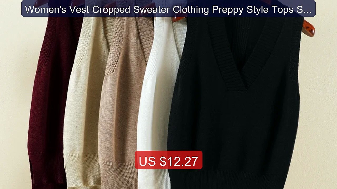 Women's Vest Cropped Sweater Clothing Preppy Style Tops Swe... -- Top Pick 2026 | Unbeatable Price!