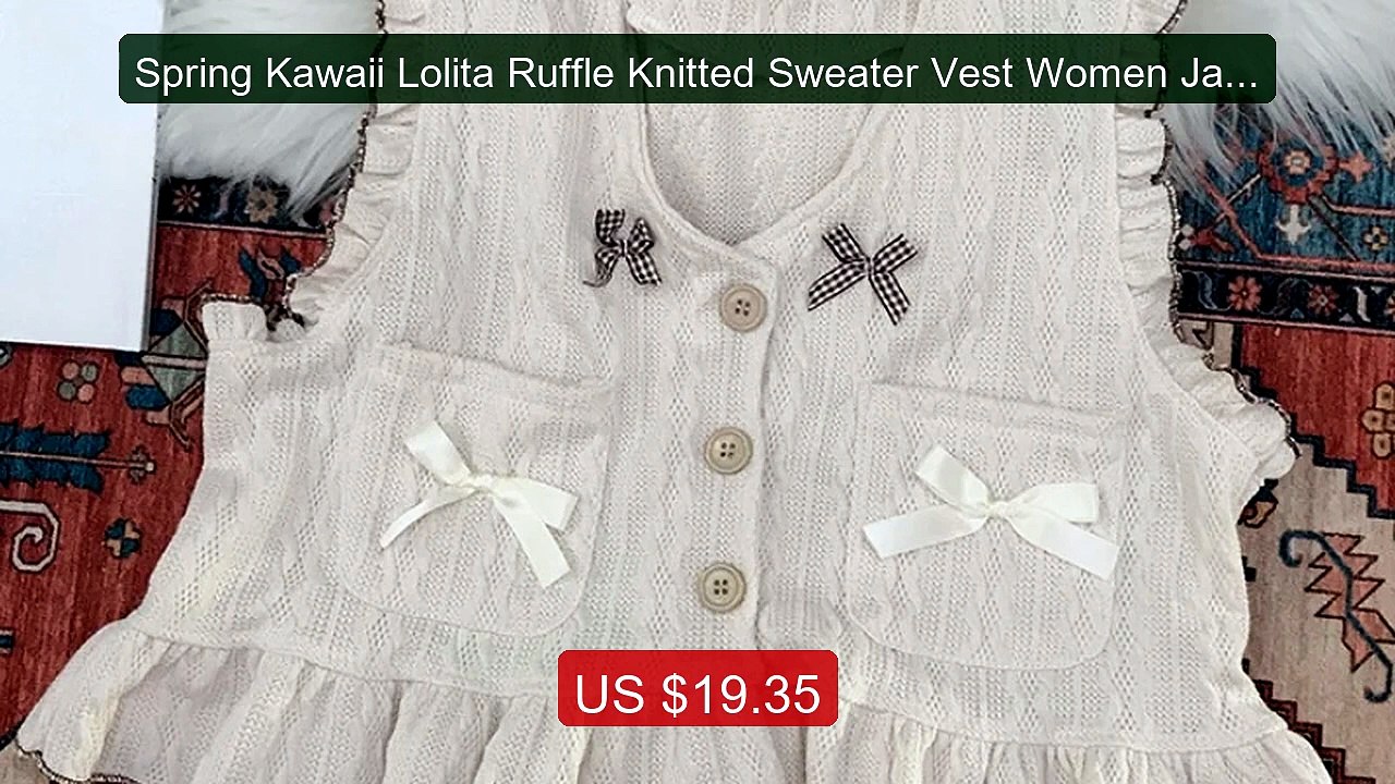 Spring Kawaii Lolita Ruffle Knitted Sweater Vest Women Japa... -- Top Pick 2026 | Unbeatable Price!