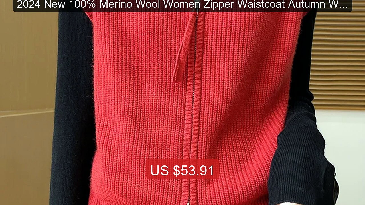 2024 New 100% Merino Wool Women Zipper Waistcoat Autumn Winte... -- Amazing Value 2026 | Must Have!