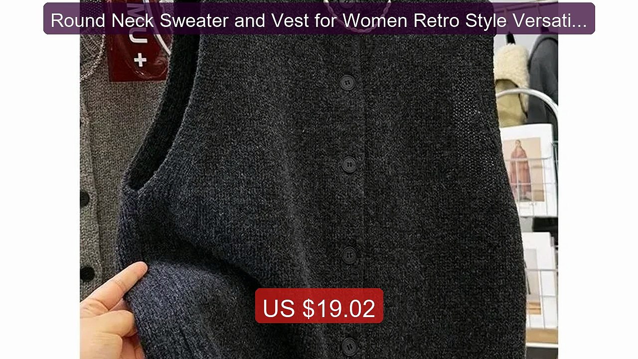 Round Neck Sweater and Vest for Women Retro Style Versatile S... -- Amazing Value 2026 | Must Have!