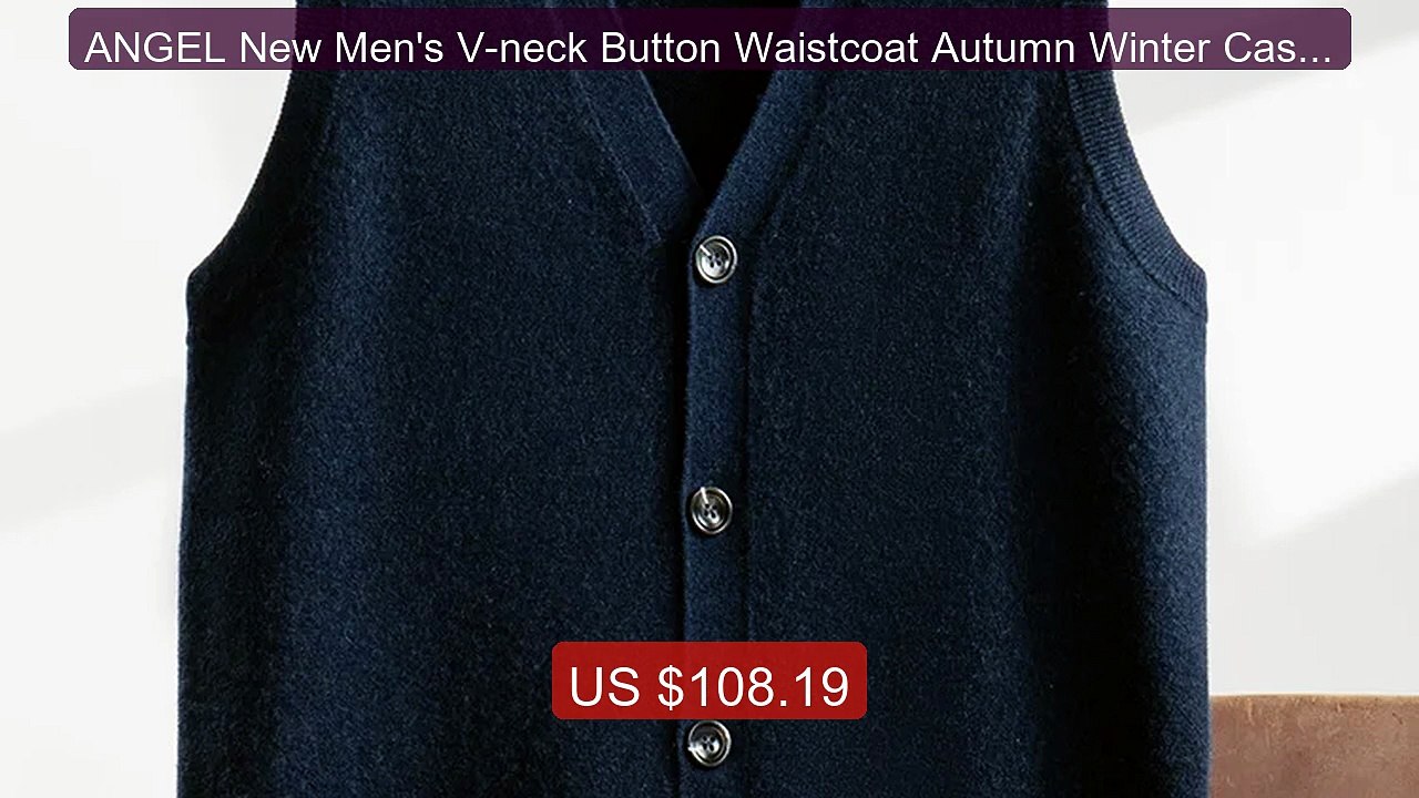 ANGEL New Men's V-neck Button Waistcoat Autumn Winter Cashmere Slee... -- Top Rated 2026 | Buy Now!