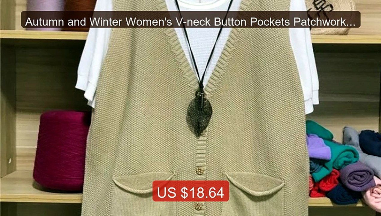 Autumn and Winter Women's V-neck Button Pockets Patchwork Soli... -- Hot Deal 2026 | Limited Offer!