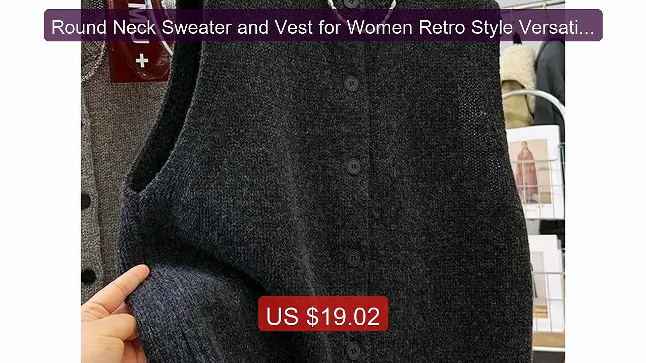 Round Neck Sweater and Vest for Women Retro Style Versatile Si... -- Hot Deal 2026 | Limited Offer!