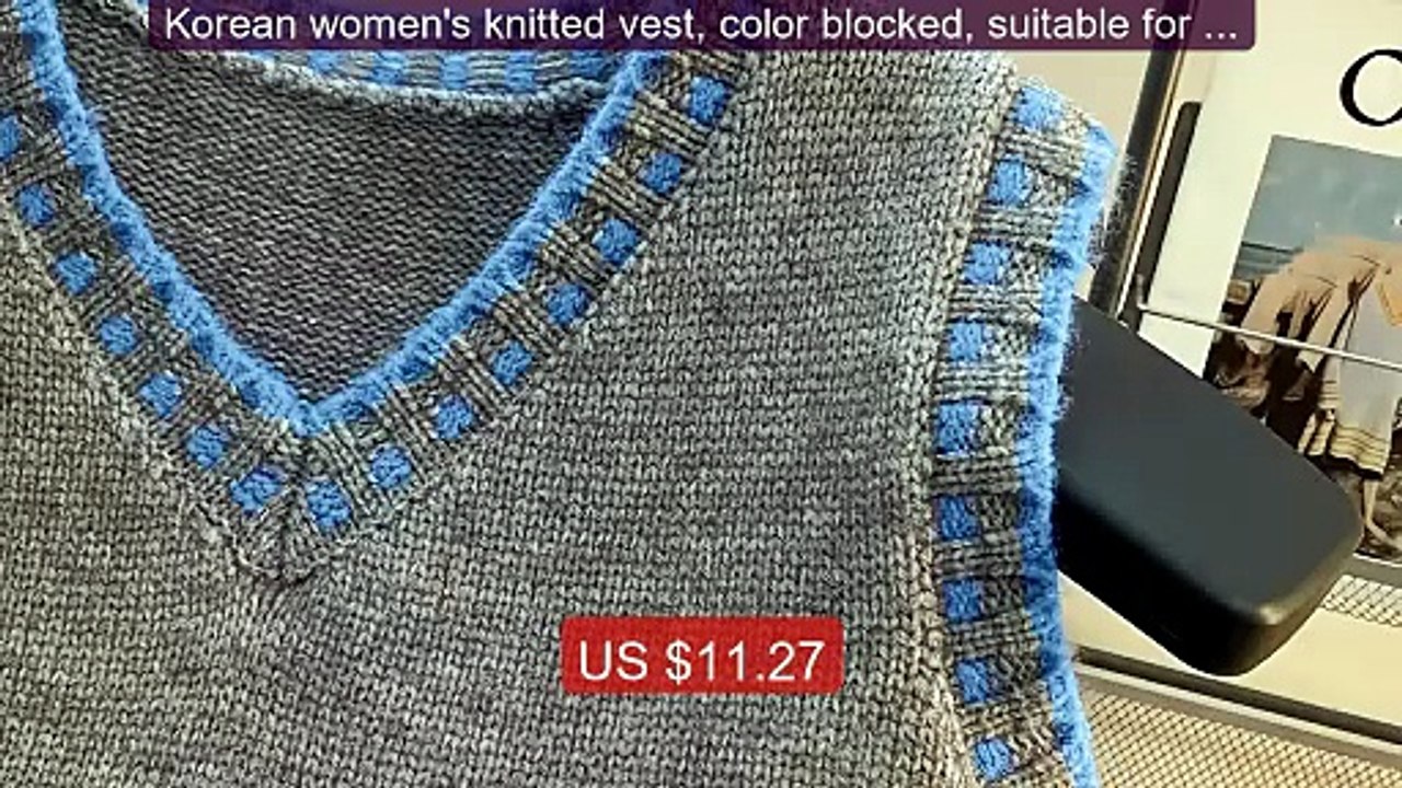 Korean women's knitted vest, color blocked, suitable for layer... -- Best Buy 2026 | Great Quality!