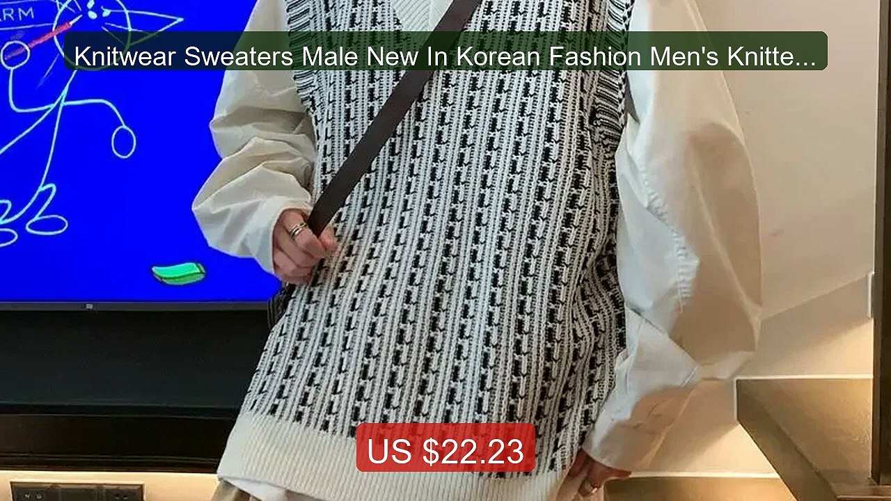 Knitwear Sweaters Male New In Korean Fashion Men's Knitted Vest Y2k... -- Top Rated 2026 | Buy Now!