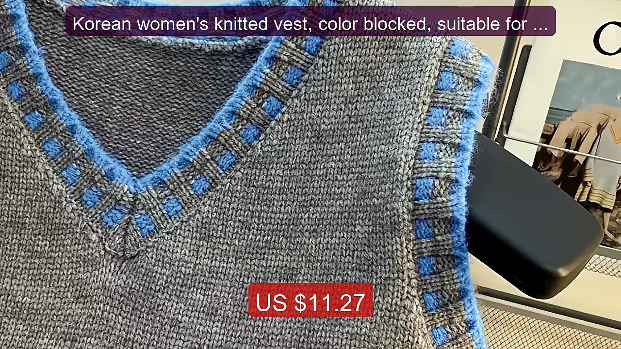 Korean women's knitted vest, color blocked, suitable for layer... -- Best Buy 2026 | Great Quality!