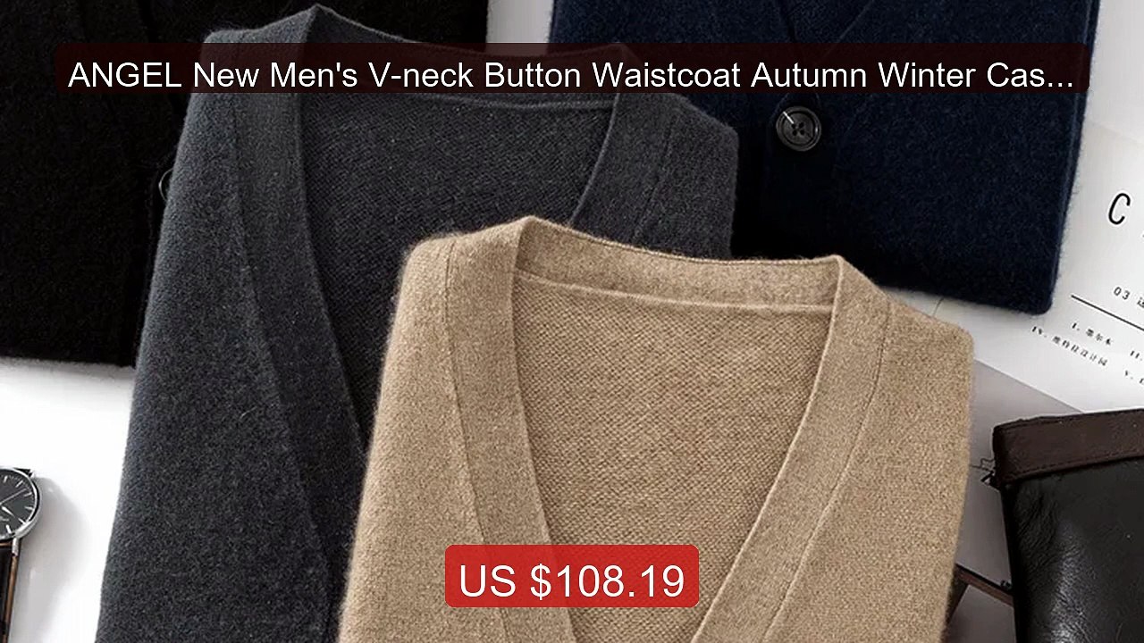 ANGEL New Men's V-neck Button Waistcoat Autumn Winter Cashmere Slee... -- Top Rated 2026 | Buy Now!