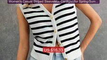 Women's Casual Striped Sleeveless Cardigan for Spring/Summer, a sty... -- Top Rated 2026 | Buy Now!