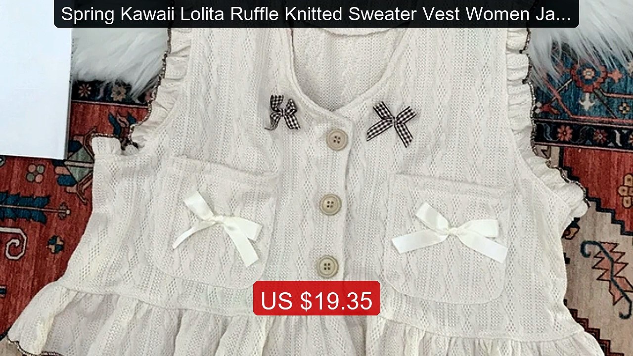 Spring Kawaii Lolita Ruffle Knitted Sweater Vest Women Japanese Cu... -- Best Deal 2026 | Shop Now!