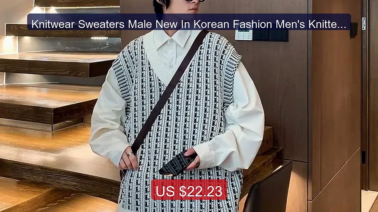 Knitwear Sweaters Male New In Korean Fashion Men's Knitted Vest Y2... -- Best Deal 2026 | Shop Now!