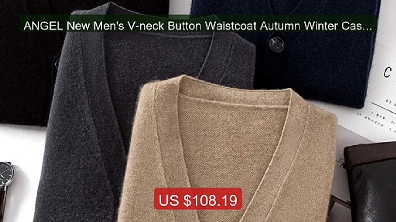 ANGEL New Men's V-neck Button Waistcoat Autumn Winter Cashmere Slee... -- Top Rated 2026 | Buy Now!
