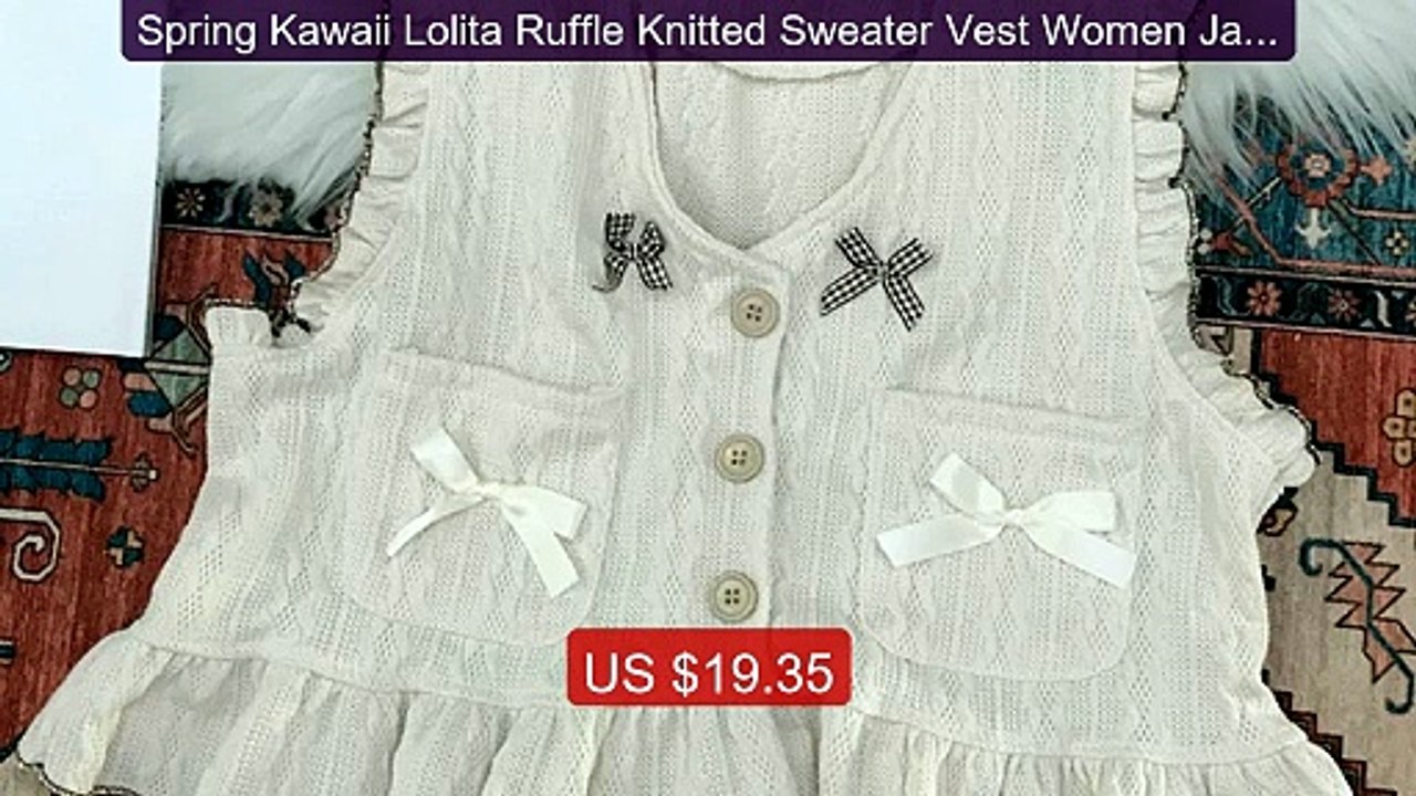 Spring Kawaii Lolita Ruffle Knitted Sweater Vest Women Japanes... -- Hot Deal 2026 | Limited Offer!