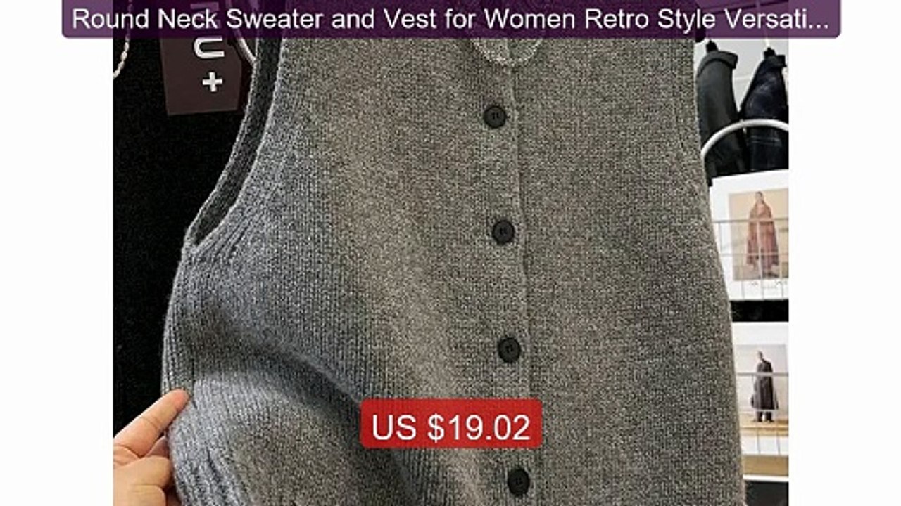 Round Neck Sweater and Vest for Women Retro Style Versatile Si... -- Hot Deal 2026 | Limited Offer!