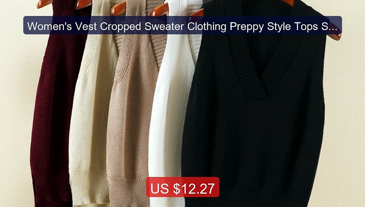 Women's Vest Cropped Sweater Clothing Preppy Style Tops Sweate... -- Best Buy 2026 | Great Quality!