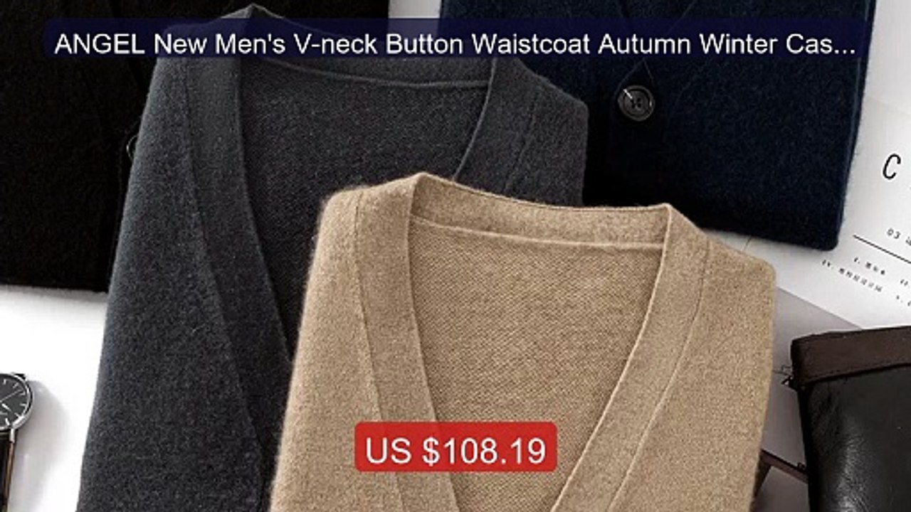 ANGEL New Men's V-neck Button Waistcoat Autumn Winter Cashmere Slee... -- Top Rated 2026 | Buy Now!