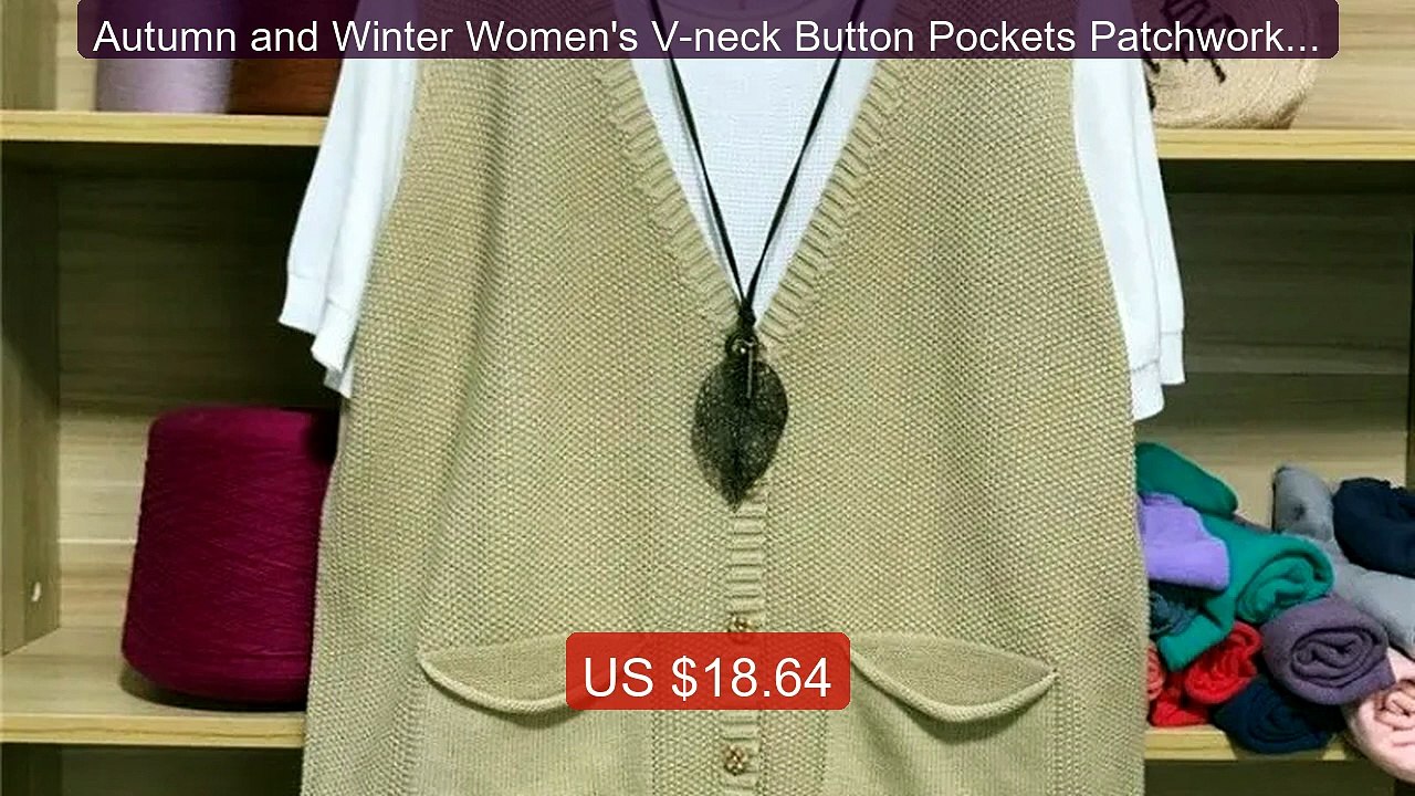 Autumn and Winter Women's V-neck Button Pockets Patchwork Sol... -- Amazing Value 2026 | Must Have!