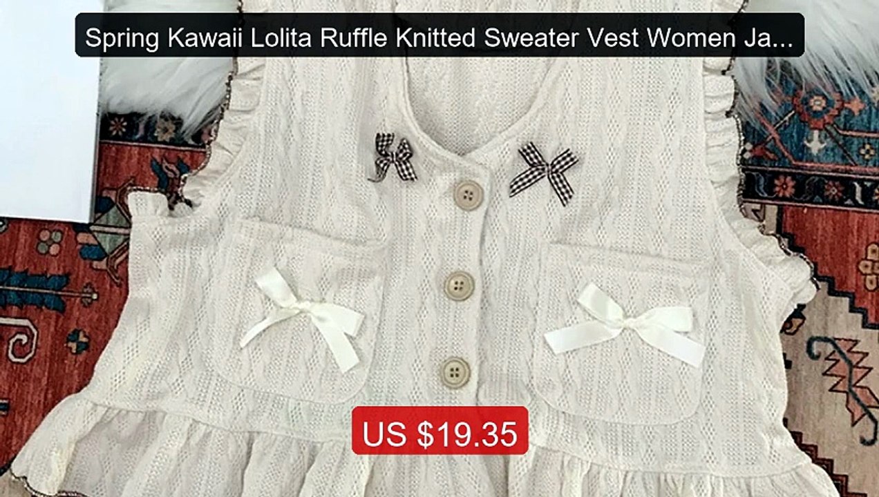 Spring Kawaii Lolita Ruffle Knitted Sweater Vest Women Japanes... -- Best Buy 2026 | Great Quality!