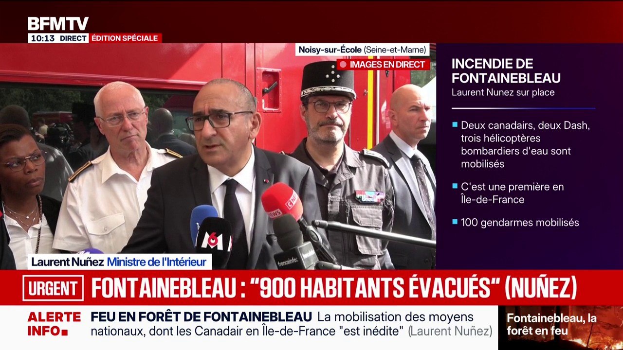 Incendie de la forêt de Fontainebleau: Laurent Nuñez, ministre de l'Intérieur, décrit un incendie "totalement exceptionnel et inédit" lié "à la situation climatique"