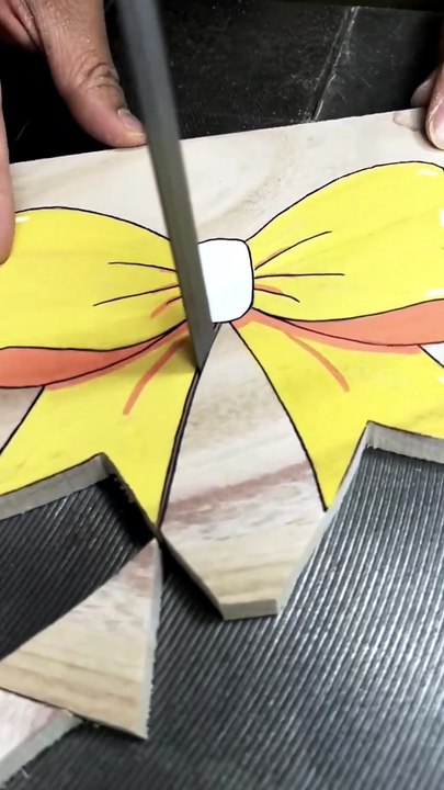​Crispy Wood Cutting ASMR: Carving a Cute Yellow Ribbon Bow Art 🎧 | Top G7 ASMR