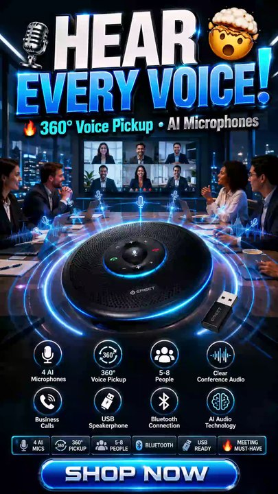 EMEET M2 Bluetooth Speakerphone Review | 360° AI Conference Speaker for Meetings