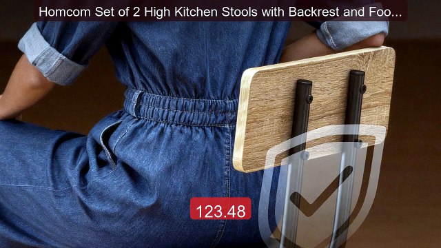 Homcom Set of 2 High Kitchen Stools with Backrest and Footrest Uph... Best Deal 2026 | Shop Now!