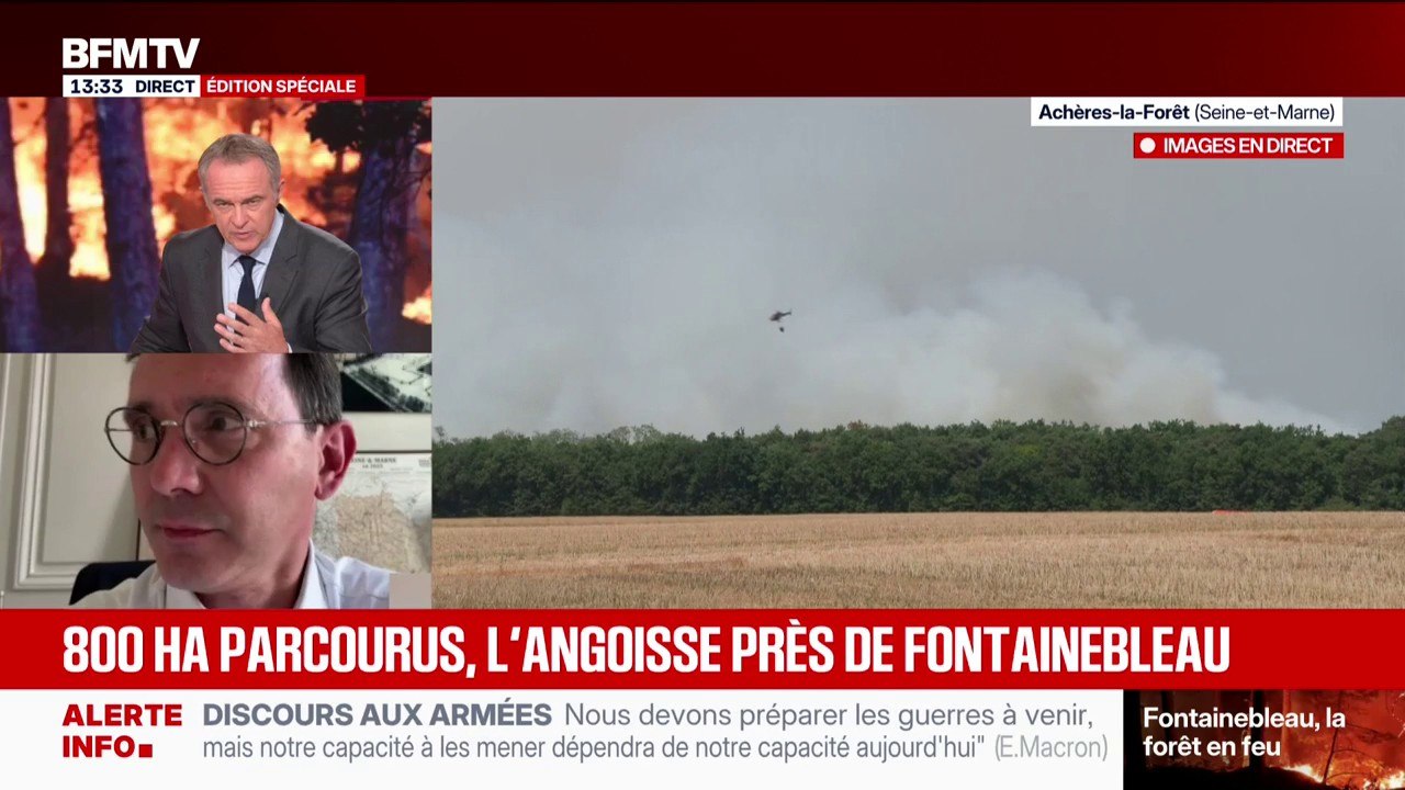 Incendie de la forêt de Fontainebleau: "On peut dire que le feu est à peu près maitrisé mais n'est pas éteint", affirme le maire SE de Fontainebleau