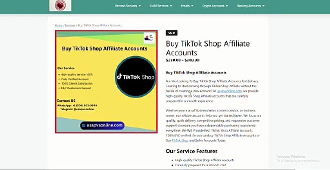 Buy TikTok Shop Affiliate & Seller Accounts Mon...