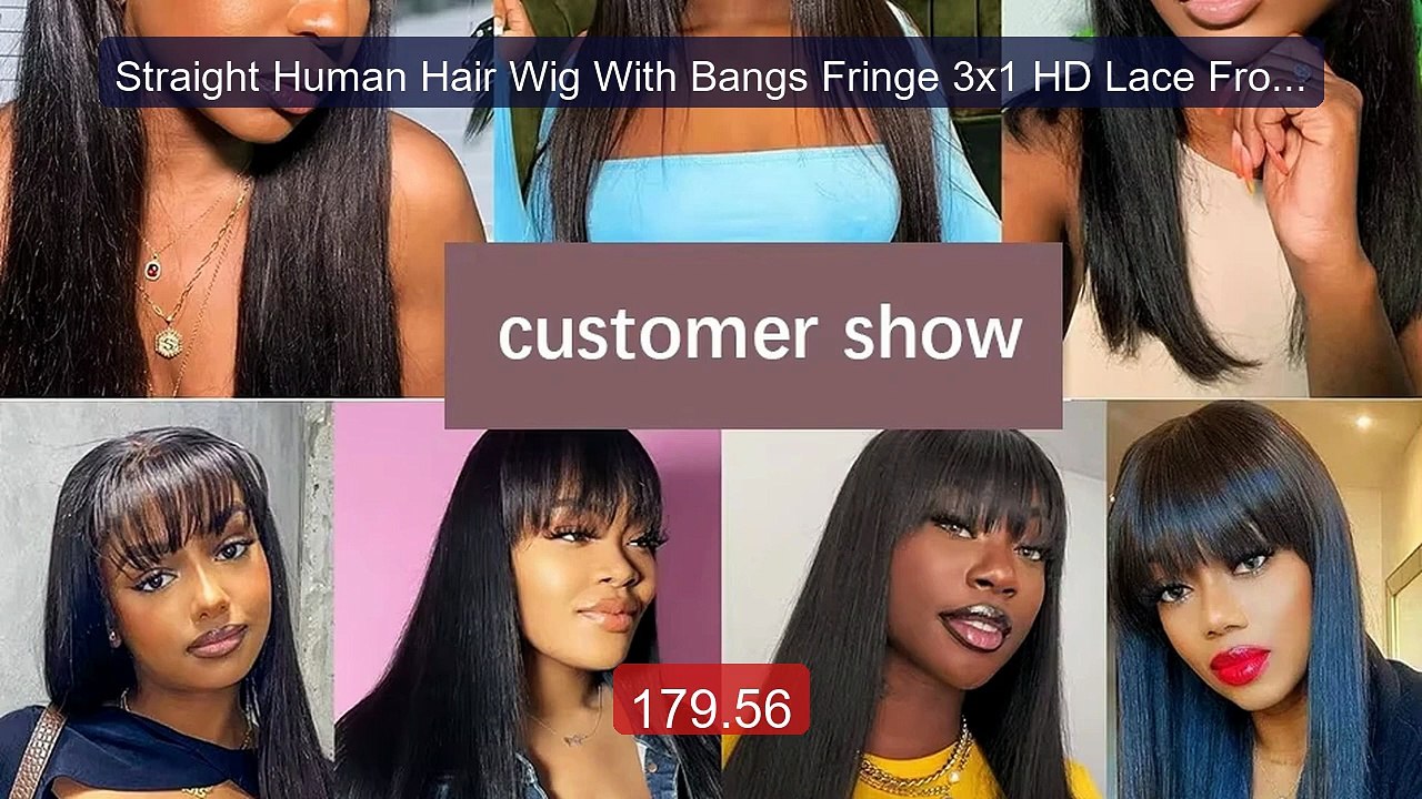 Straight Human Hair Wig With Bangs Fringe 3x1 HD Lace Front... -- Top Pick 2026 | Unbeatable Price!