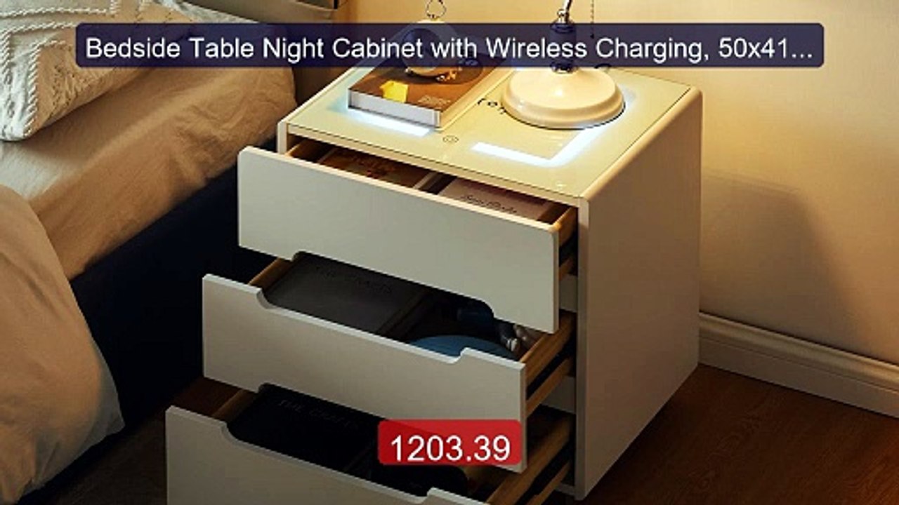 Bedside Table Night Cabinet with Wireless Charging, 50x41.5x50... -- Hot Deal 2026 | Limited Offer!
