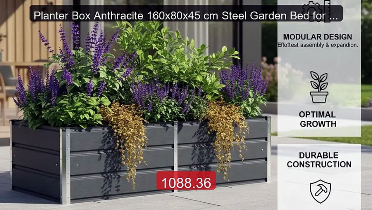 Planter Box Anthracite 160x80x45 cm Steel Garden Bed for Flow... -- Amazing Value 2026 | Must Have!