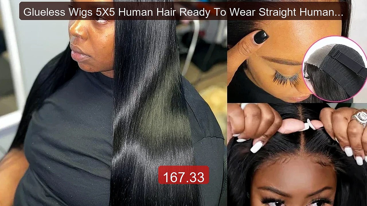 Glueless Wigs 5X5 Human Hair Ready To Wear Straight Human Hai... -- Amazing Value 2026 | Must Have!
