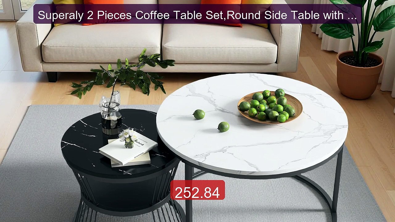 Superaly 2 Pieces Coffee Table Set,Round Side Table with Stora... -- Hot Deal 2026 | Limited Offer!
