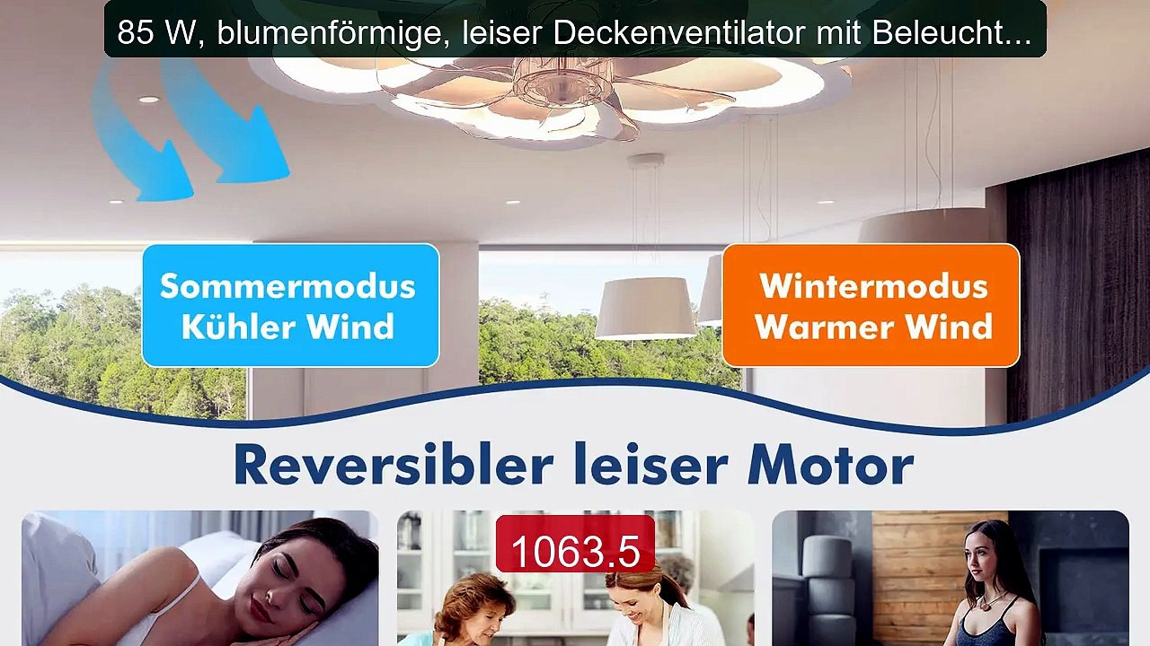 85 W, blumenförmige, leiser Deckenventilator mit Beleuchtung, LED-... -- Best Deal 2026 | Shop Now!
